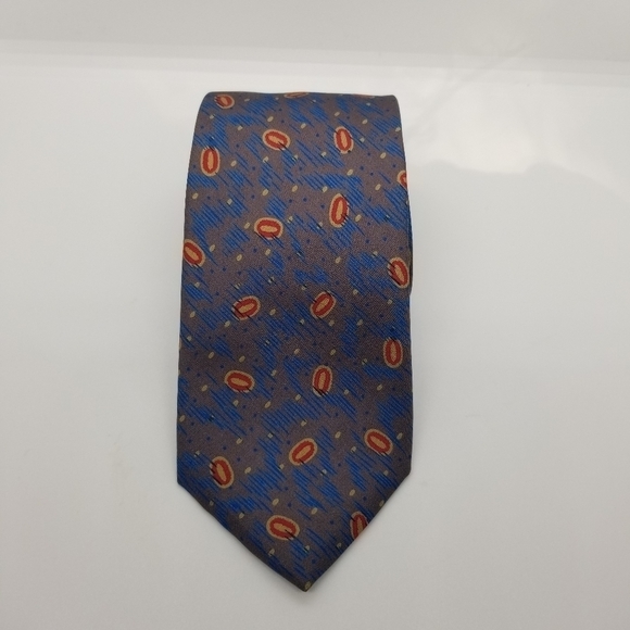 vintage Giorgio Armani abstract tie taupe with blue squiggles and red ovals - Picture 1 of 4